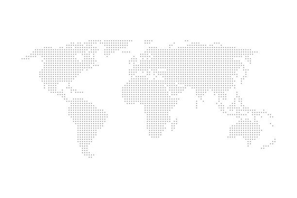 пунктирный серый цвет вектор карты мира - africa map silhouette vector stock illustrations