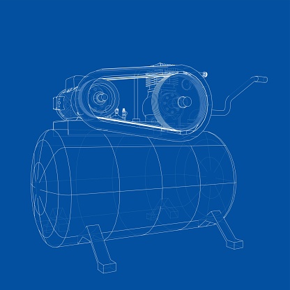 Compressor Air Visualized Outline Air Compressor Vector Stock Illustration - Download Image Now ...