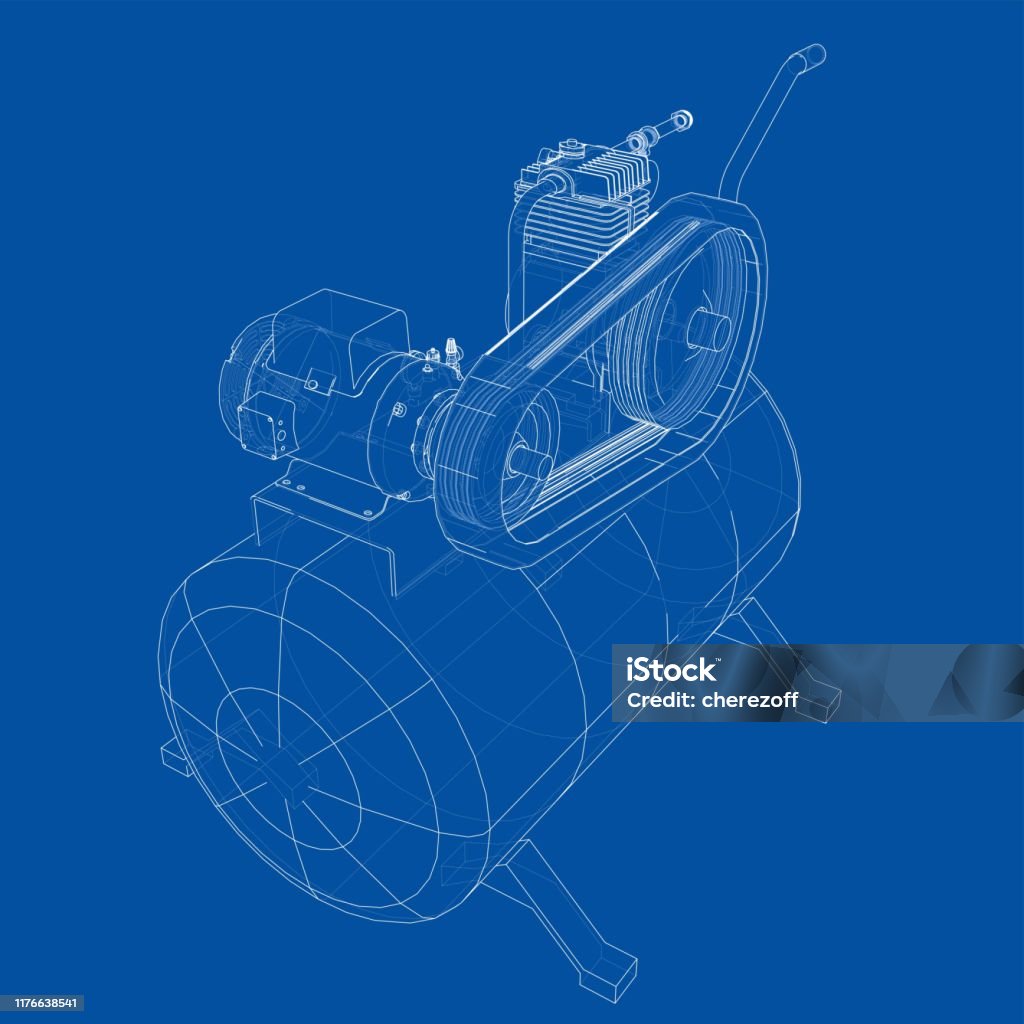 Compressor Air Visualized Outline Air Compressor Vector Stock Illustration - Download Image Now ...