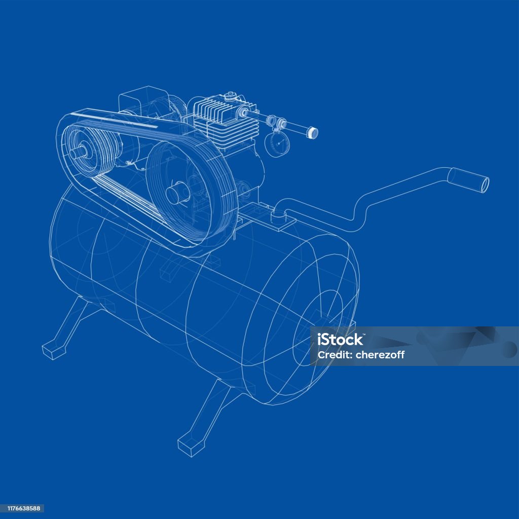 Compressor Line Art Outline Air Compressor Vector Stock Illustration - Download Image Now ...