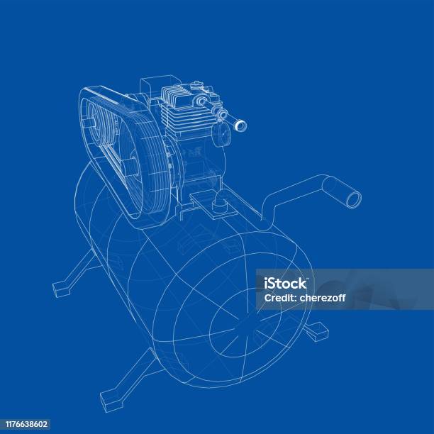 Compressor Air Visualized Outline Air Compressor Vector Stock Illustration - Download Image Now ...