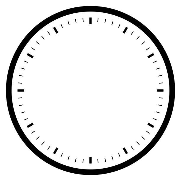 czarny pusty zegar izolowany na białym dla wzoru i projektu - wskazówka minutowa ilustracje stock illustrations