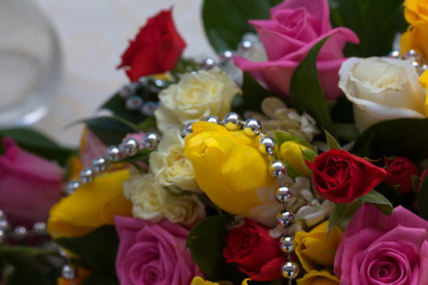 istock Festive table decoration with flowers at a wedding exhibition 1176645808