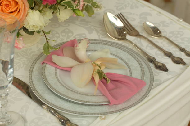 istock Festive table decoration with flowers at a wedding exhibition 1176645958