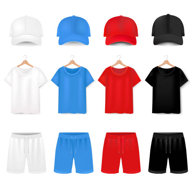 istock Front Views Of T-shirt And Baseball Cap And Short On White Background 1176646037