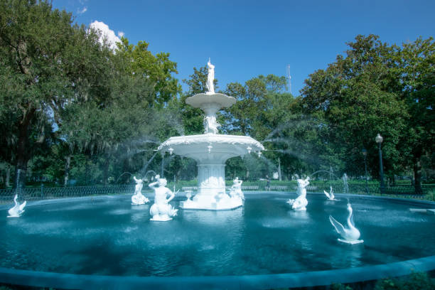 istock Beautiful fountain in Savannah square 1176646056