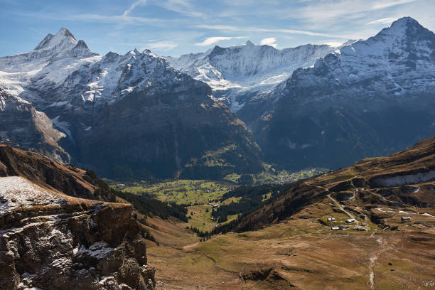 istock Grindelwald and the Jungfrau, Munch and Eiger mountains view from First. Swiss Alps 1176647017