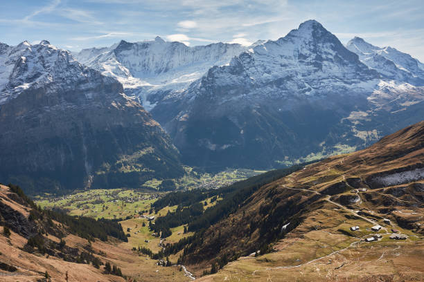 istock Grindelwald and the Jungfrau, Munch and Eiger mountains view from First. Swiss Alps 1176647019