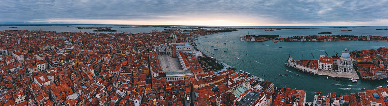 Panoramic Aerial view of Venice, Italy