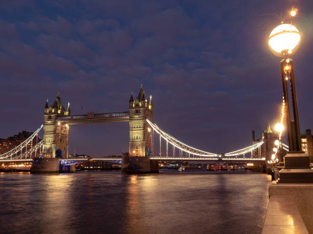 istock Tower Bridge in London, wide angle, sunset 1176652545