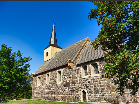 Traditional antique wood church in the archipelago of Chiloe at the Chilean Lake District, Chile