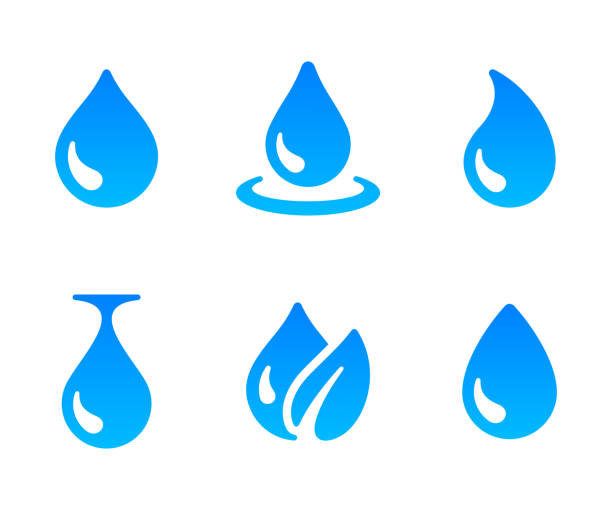 Water drop icon. Blue water droplet design Water drop icon. Blue water droplet design crude oil stock illustrations