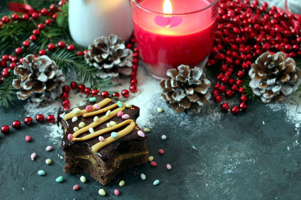 istock Christmas cake with festive decoration. 1176656008