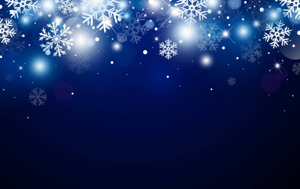 빛 효과 벡터 일러스트와 눈송이와 보케의 크리스마스 배경 디자인 - 빗나간 포커스 일러스트 stock illustrations