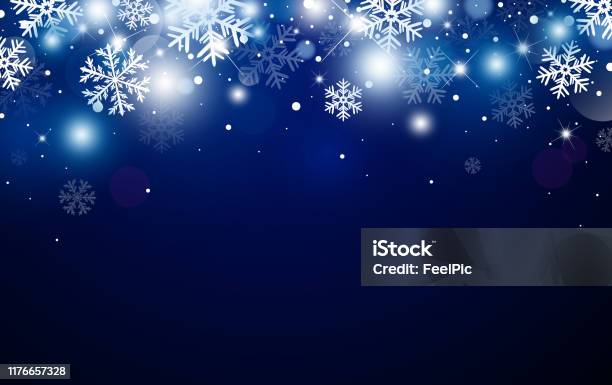 Christmas Background Design Of Snowflake And Bokeh With Light Effect Vector Illustration Stock Illustration - Download Image Now