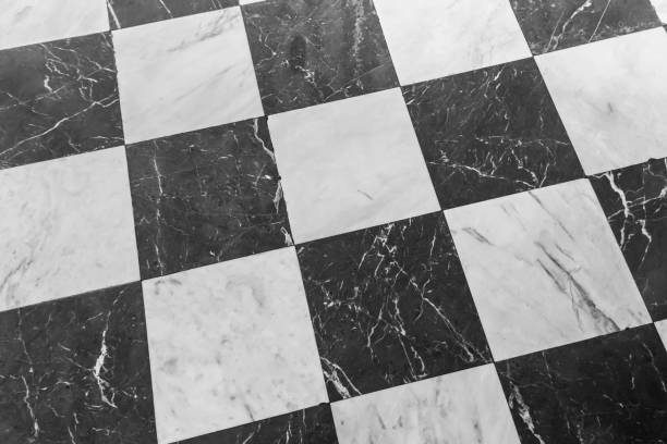 istock Black and white checkered marble floor. Marble texture for background 1176661506