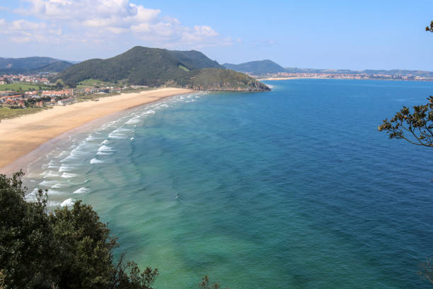 Views of the beach of Berria from "Monte Buciero". Views of the beach of Berria from "Monte Buciero", Santoña, Cantabria, Spain. cantabria stock pictures, royalty-free photos & images