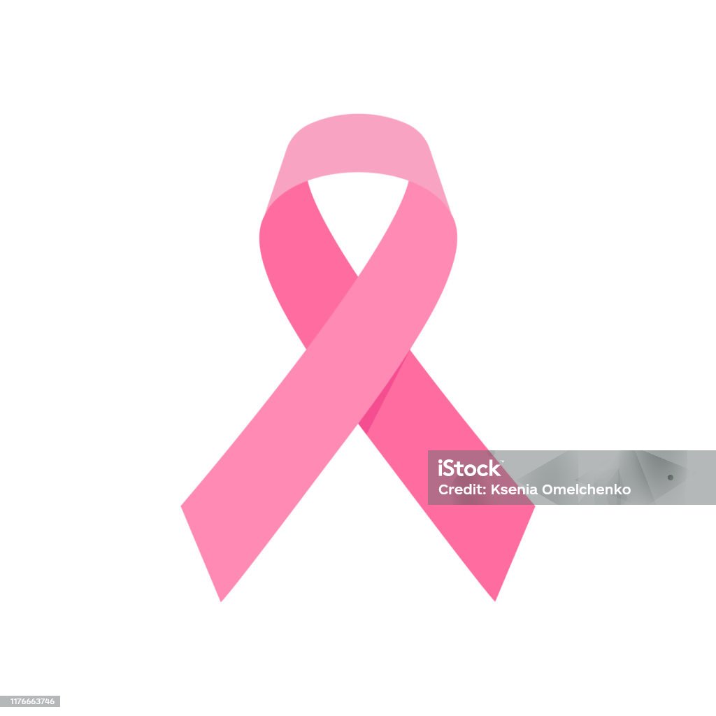 Рак молочной железы осведомленности с реалистичной розовой лентой на белом фоне. Символ поддержки женского здравоохранения. женская надеж - Векторная графика Символическая лента рака груди роялти-фри