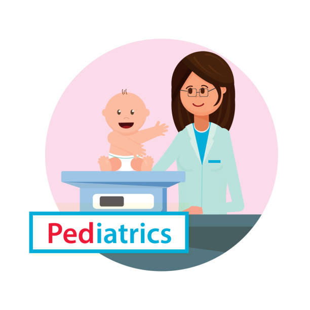 ilustrações de stock, clip art, desenhos animados e ícones de pediatrician does examination newborn baby weight. - newborn animal audio