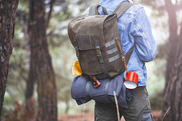 istock bushcraft bags in the woods 1176667521