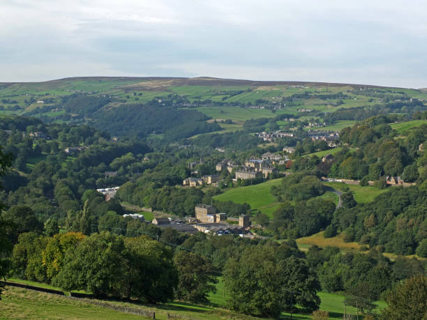 istock a panoramic view of west yorkshire countryside with trees and fields in the calder valley with the villages of luddenden and luddenden foot alongside the rochdale canal 1176668840