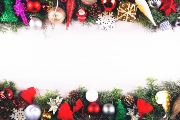 istock Christmas decoration backgrund with empty space on white wood 1176668946