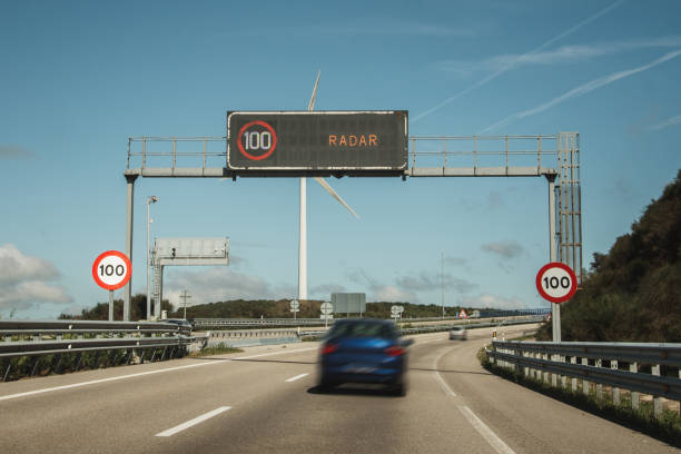 Speed radar in a highway Speed radar in a Spanish highway radar stock pictures, royalty-free photos & images