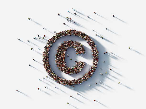 istock Human Crowd Forming Copyright Symbol on White Background : Patent and Copyright Concept 1176669763