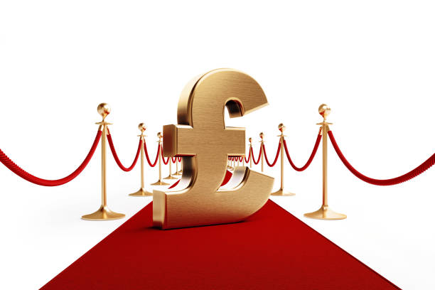 istock British Pound Symbol Standing on A Red Carpet - First Class Banking and Finance Concept 1176669918