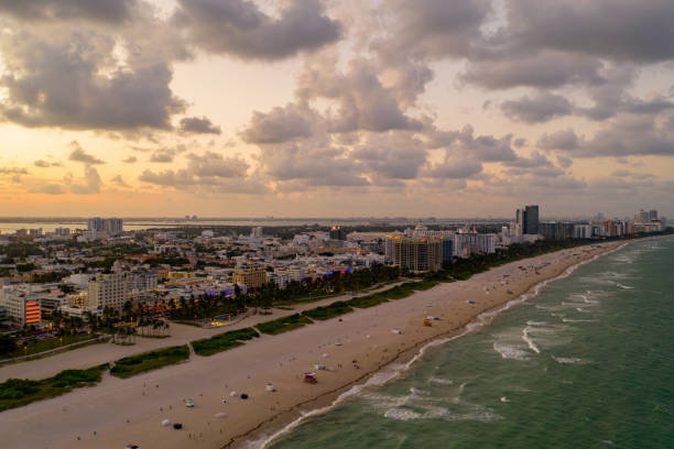 istock Miami Beach at twilight ocean drive neon lights 1176675586