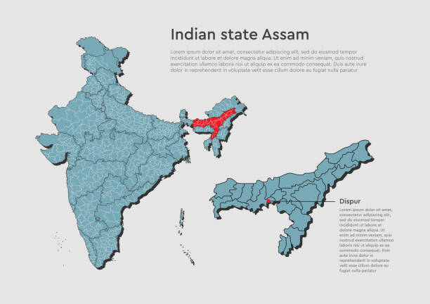 Ấn Độ Bản Đồ Quốc Gia Assam Mẫu Mẫu Tiểu Bang Infographic Hình minh họa Sẵn có - Tải xuống Hình ảnh Ngay bây giờ - iStock