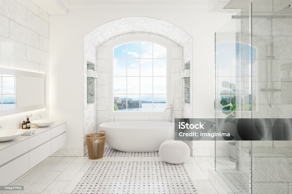 Modernes Badezimmer-Interieur - Lizenzfrei Luxus Stock-Foto