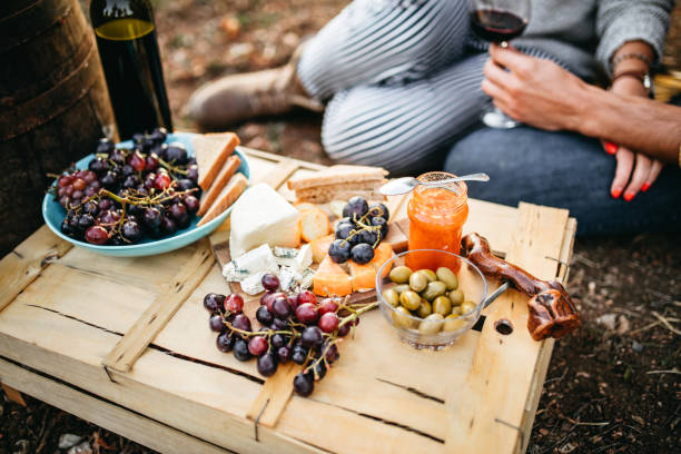 istock Picnic at vineyard after grape harvest 1176682348