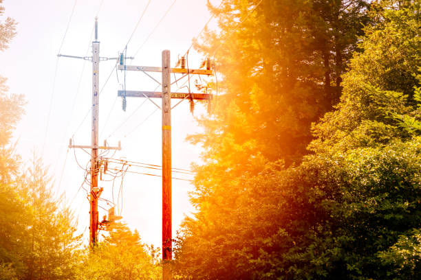 Landscape with pylon and clouds in nature on Cape Cod
