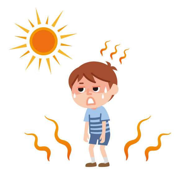 heatstroke Child who seems to suffer from heat stroke heatwave stock illustrations
