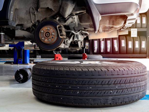istock Wheel car waiting for change tires. 1176690473