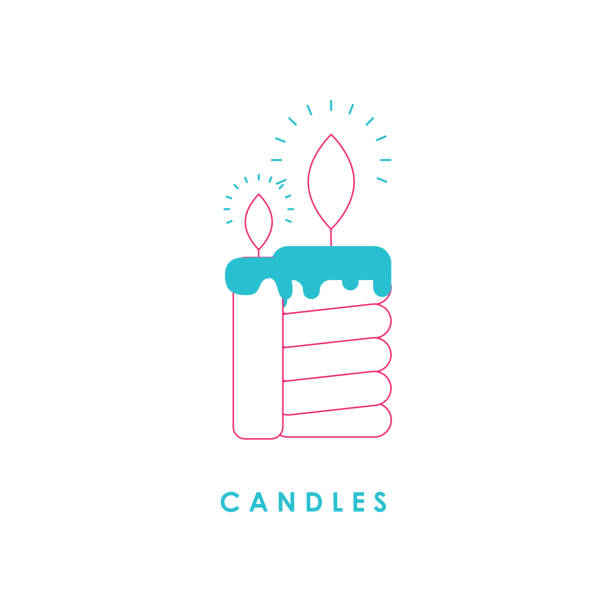 ilustrações de stock, clip art, desenhos animados e ícones de candle line icon - shiny allegory painting heat white background