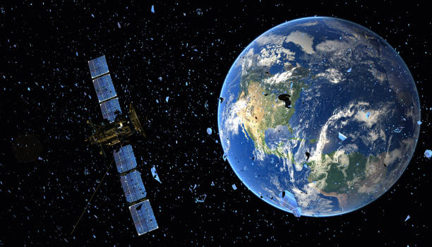 istock satellite in orbit among space debris-3d illustration 1176705283