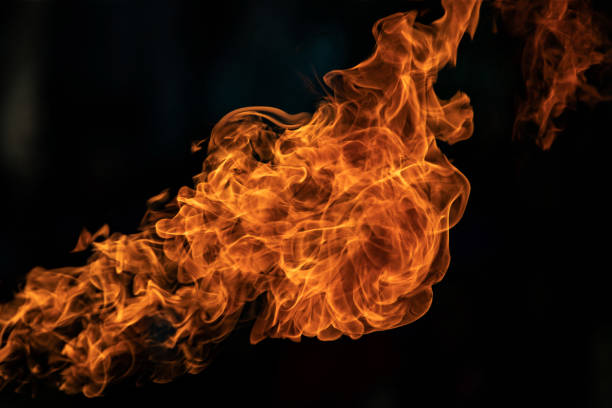 istock Closeup Fire flames from gas explosion on black background. 1176706174