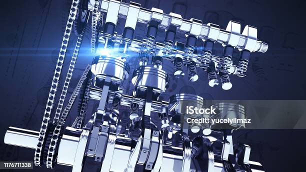 V Engine Visual Fuel Injected 3d V8 Engine With Visual Effects 3d Illustration Render ...