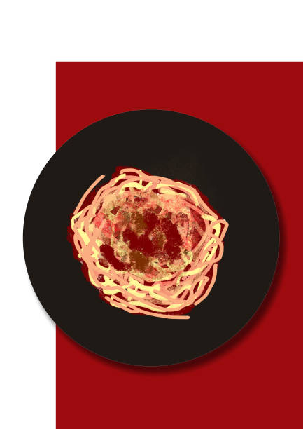 istock Abstract Bolognese Spaghetti Dish on Red Background 1176711644