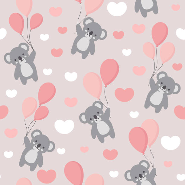 nahtlose koala-muster-hintergrund - seamless bamboo backgrounds textured stock-grafiken, -clipart, -cartoons und -symbole