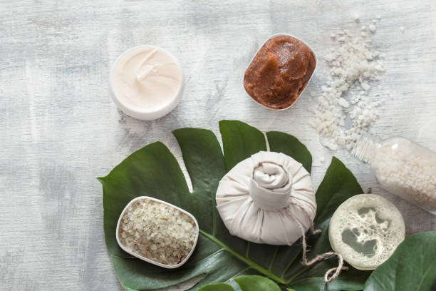 istock Spa composition with Wellness items for body care. 1176712383