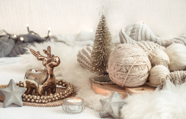 istock Christmas still life background with festive decor. 1176712808