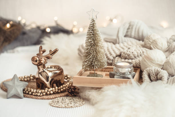 istock Christmas still life background with festive decor. 1176712825