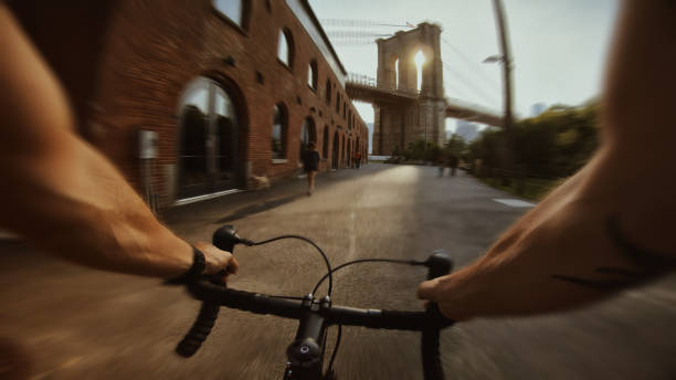 istock Bicycle POV: ride by the Brooklyn Bridge, NY city 1176713588