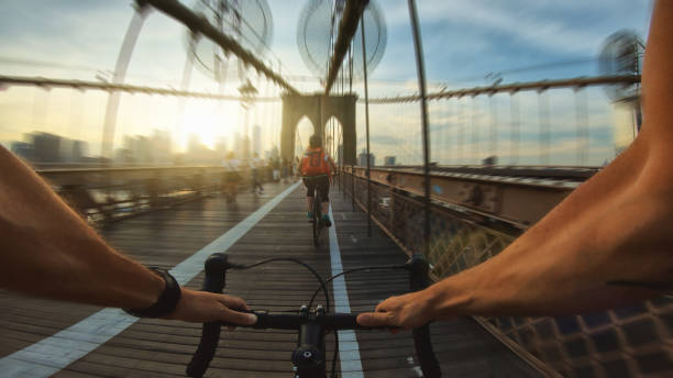 istock Bicycle POV: ride over the Brooklyn Bridge, NY city 1176713589