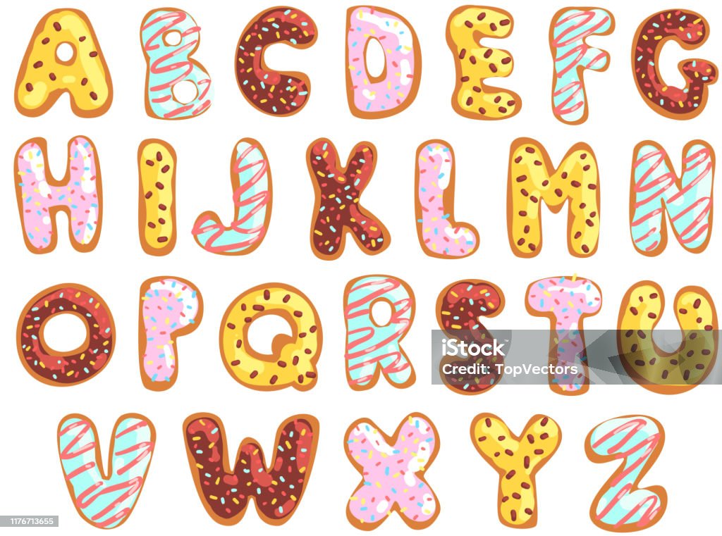 Sweet Cookie English Alphabet Edible Bakery Letters In The Shape Of Glazed  Cookies Vector Illustration On A White Background Stock Illustration -  Download Image Now - iStock