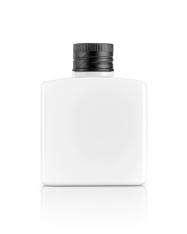 blank packaging white plastic bottle for cosmetic or toiletry product design mock-up isolated on white background with clipping path