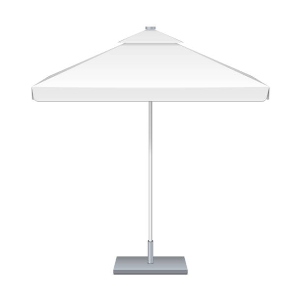istock Promotional Square Outdoor Garden White Umbrella Parasol. Front View. Mock Up, Template. Illustration Isolated On White Background. Ready For Your Design. Product Advertising. Vector EPS10 1176716169